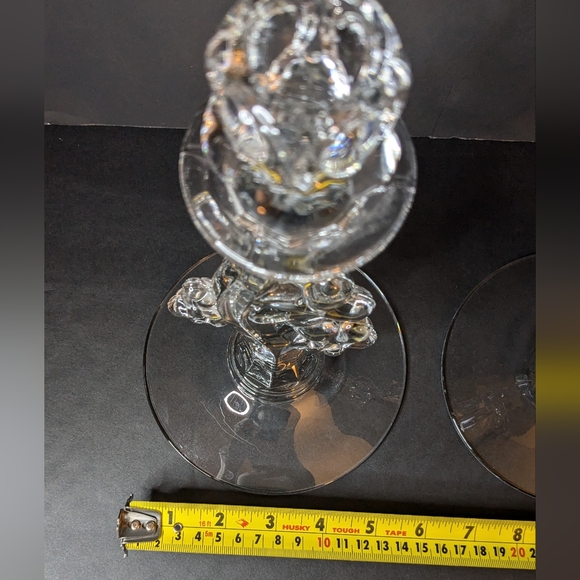 Vintage Heisey Glass 10" Candlesticks Grape Cluster #1445 Crystal Set Of 2 - Picture 7 of 8